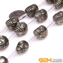 Natural Pyrite Carved Skull Beads For Diy Jewelry Making Strand 15 Inch DIY Jewelry Pyrite Loose Bead Rose Budda Carved Beads 2024 - buy cheap