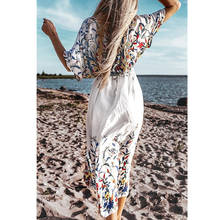 Vestido largo playero de algodón con estampado Floral para mujer, Rebeca Sexy para playa y vacaciones, 2021 2024 - compra barato