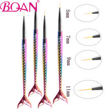 BQAN 3Pc/Set 5/7/9/11mm Nail Art Line Painting Liner Drawing Manicure Pen Mermaid Rainbow Fish Tail Brush Sculpture Dotting Tool 2024 - buy cheap