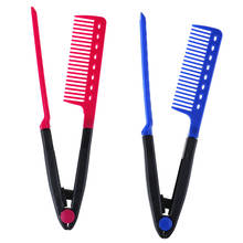 1 Pc Folding Hair Sort Hair Straightener Comb Out Pink / Blue Modeling Salon Hairdresser Combs Styling Tool Women V Type Design 2024 - buy cheap