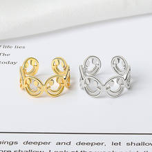 Elegant Gold Silver Color Hollow Happy Smiling Face Open Ring For Women Simple Design Cute Multi Smiley Faces Adjustable Rings 2024 - buy cheap
