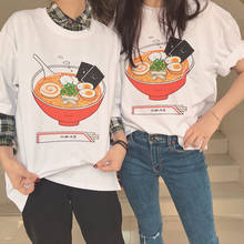 Kawaii Vintage Women Tops New Summer Ulzzang Japan Anime Cartoon Ramen Cute Print Fun Casual Loose BF Harajuku Female T-shirt 2024 - buy cheap