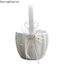 Hot Sale Romantic White Satin Bowknot Flower Girl Basket Wedding Ceremony Party Wedding Supplies Portable Flowers Basket 2024 - buy cheap