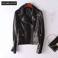 2019 New genuine leather Coat Women Black Slim Short Real Leather Jacket Ladies Motorcycle Biker Outerwear Female Autumn Clothes 2024 - buy cheap