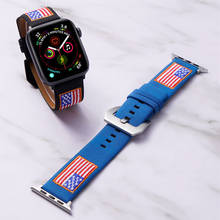 Hot Sell USA Flag Leather Watchband for Apple Watch Band Series 5/4/3/2/1 Sport Bracelet 42/44mm 38/40mm Strap For iWatch Band 2024 - buy cheap