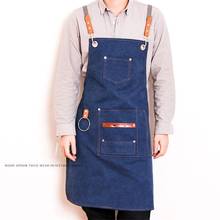 Labour work Canvas Apron with Pockets Home Barber Coffee Restaurant Bib Leather Chef Kitchen Apron For Women Men Safety pinafore 2024 - buy cheap
