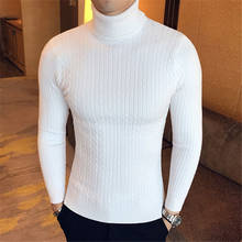 Men's Turtleneck Sweater Autumn Winter Warm High-Quality Elastic Pullover Fashion Chaming Slim Fit Knitwear Solid Color Sweaters 2024 - buy cheap