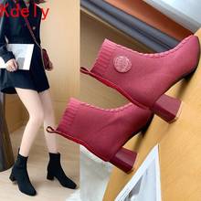 ankle Boots,2020 New Autumn Net Red, Thin and Thin Boots, High England Style Thick and Short Boots, Sock Boots, Autumn 2024 - buy cheap