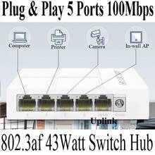 5 ports 4 PoE 43W 100Mbps MCU PoE switch IEEE802.3af PoE for PoE camera or AP etc, Network Switches, Plug&Play,Fast Ethernet Hub 2024 - buy cheap