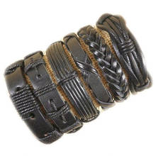 Wholsale 6pcs/lot wrap multilayer leather braided rope wristband men bracelets&bangles for women pulseira masculina Jewelry H70 2024 - buy cheap