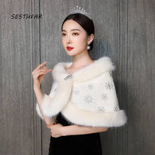 Bridal Jacket Coat Wedding Wrap Shawl Winter/Autumn Noble Elegant Warm Faux Fur Bolero Wedding Fur Bolero PJ059 2024 - buy cheap