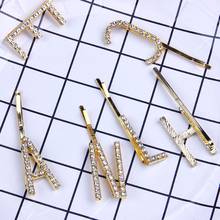 Hechos a mano nuevos A-Z oro Bling anillo de imitación letra Horquillas para el pelo para mujer pinzas para el pelo con cristales pasadores horquilla accesorios para el cabello 2024 - compra barato