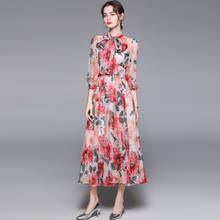 ZUOMAN  Women Spring Elegant Floral Chiffon Dress Festa High Quality Wedding Party Robe Femme Vintage Bow Designer Vestidos 2024 - buy cheap