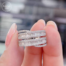 Aazuo Hot Sale 18K White Gold Real Diamond 0.8ct IJ SI Luxury Staircase Irregula Line Ring Gift for Woman Engagement Party Au750 2024 - buy cheap