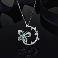 Aaa qualidade moda bonito borboleta flor colares pingentes micro pave verde cz jóias fina corrente de prata para mulher 2024 - compre barato