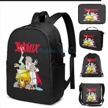 Забавный рюкзак с графическим принтом asterix с USB-зарядкой, мужские школьные сумки, женская сумка, дорожная сумка для ноутбука 2024 - купить недорого