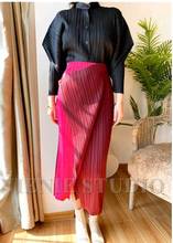 HOT SELING  Miyake fashion fold patchwork twill skirt design waist Double layer straight skirt IN STOCK 2024 - buy cheap