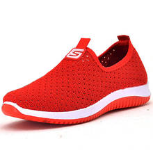 Plus Size Breathable Air Mesh Sneakers Women 2020 Spring Summer Slip On Platform Knitting Flats Soft Walking Shoes Woman 2024 - buy cheap