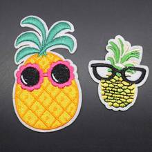 Fruits Pineapple With Glasses Iron on Full Embroidered Cloth Patch For Girls Boys Clothes Stickers Apparel Garment Accessories 2024 - buy cheap