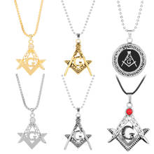 Hiphop Crystal Jewelry 2 Colors Masonic Freemasonry Pendant Necklaces Freemasonry Rhinestone Hollow Necklaces Gift Trinket 2024 - buy cheap