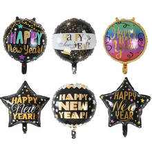 50pcs/Lot 18inch Happy New Year Foil Balloon 2020 New Year Party Decoration Supplies Merry Christmas Black Air Helium Balloon 2024 - buy cheap