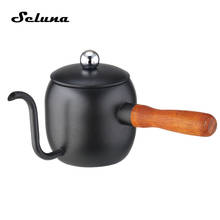 Stainless Steel Long Mouth Hand Drip Coffee Pot Wood Handle Pour Over Coffee Drip Kettle Pot Barista Turkish Coffee Maker Brewer 2024 - buy cheap