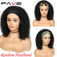Peluca de cabello rizado Afro para mujeres negras, Afro turbante con diadema, color marrón y negro, resistente al calor 2024 - compra barato