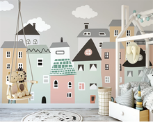 Beibehand-papel de parede personalizado moderno, pintado à mão, pequeno, casa fresca, quarto infantil, decoração 2024 - compre barato
