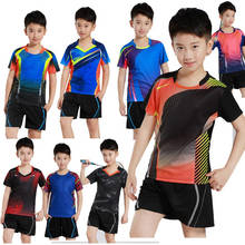 New children badminton shirt set , Boys badminton shorts , tennis shirt kid , Girl tennis tee shirts, Table T Shirt + Shorts 2024 - buy cheap