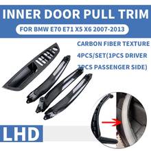 LHD Left Carbon Fiber Car Front Rear Left / Right Interior Inner Door Pull Handle Trim Cover Panel For BMW E70 E71 X5 X6 07-2013 2024 - buy cheap