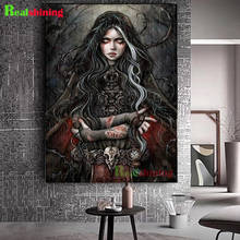 Pintura de diamante 5D Diy para decoración del hogar, mosaico bordado de punto de cruz con diseño de bruja y Chica vampiro, póster completo cuadrado y redondo, N1651 2024 - compra barato