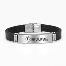 Black Stainless Steel Silicone Medical Alert ID Bracelet DIABETIC EPILEPSY HYPOGLYCEMIA Bracelets Wristband for Men Women 2024 - buy cheap