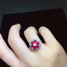 Натуральный цвет-кроваво-красный рубин драгоценный камень кольцо для женщин из натуральной кожи 925 стерлингового серебра ювелирные украшения Свадебные украшения 2024 - купить недорого