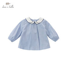 DB16705 dave bella/весенние модные однотонные рубашки на пуговицах для маленьких девочек топы для малышей, детская одежда высокого качества 2024 - купить недорого