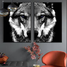 Póster de cuadro grande en blanco y negro, decoración de lienzo para el hogar, pintura moderna de lobo Animal en la pared, impresiones artísticas sin marco 2024 - compra barato