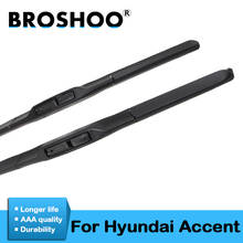 BROSHOO-escobilla de goma Natural para limpiaparabrisas, accesorio de estilo de coche, compatible con brazo de gancho estándar, para Hyundai Accent, año 2000 a 2017 2024 - compra barato
