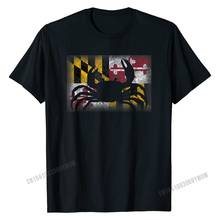 Maryland State Flag Crab Shirt Funny Cute Souvenir Gift Student Brand New Casual T Shirt Cotton Top T-shirts Design 2024 - buy cheap