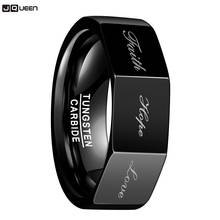 JQUEEN Black Color 8MM Wide Polished Three-sided Lettering Faith Hope Love Tungsten Steel Ring Men Carbide Party Ring 2024 - buy cheap