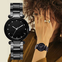 2019 женские стальные часы, черный браслет, женские повседневные кварцевые часы из нержавеющей стали с мраморным ремешком, нарядные часы, Relogio Feminino 2024 - купить недорого