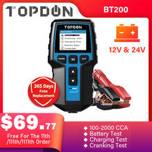 Topdon-testador de bateria automotiva 12v, diagnóstico digital bt200, ferramenta de verificação de carregamento do veículo 2024 - compre barato