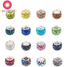 20pcs Mix Color Crystal Rhinestone Spacer Beads Large Hole Beads Fit European Pandora Charms Bracelet Snake Chain Jewelry Gift 2024 - buy cheap