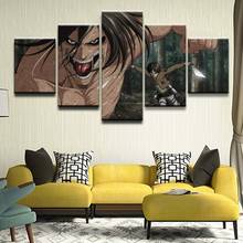 5pcs Attack on Titan Eren Yeager Shingeki No Kyojin Pictures Wall Art Home Decor Poster Canvas HD Printed Paintings  Decoration 2024 - buy cheap