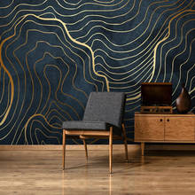 Mural grande de líneas doradas abstractas, papel tapiz fotográfico 3D personalizado, moderno, para sala de estudio, Fondo de TV, papel de pared decorativo 3D 2024 - compra barato