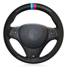 Funda de cuero para volante de coche, protector suave de gamuza negra y auténtica para BMW M Sport M3, E90, E91, E92, E93, E87, E81, E82, E88 2024 - compra barato