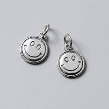 925 Sterling Silver Fashion Smile Face Round Charms 13mm Decoration S925 Silver Jewelry Dangle Pendants DIY Fine Birthday Gift 2024 - buy cheap