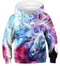 Cartoon Hoodie Kids Long Sleeve Hooded Sweatshirts 2020 Fall Horse Printed Girls Boys Sweatshirt Casual Sport Pullover Tops 2024 - buy cheap