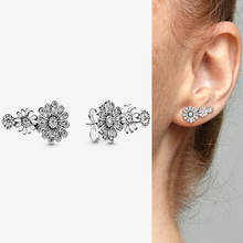 925 Sterling Silver Pan Earring Shinning Three Daisy Earrings For Women Wedding Gift Fashion Jewelry 2024 - buy cheap