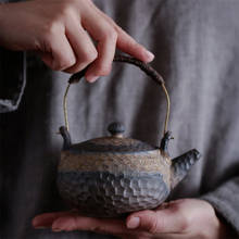 Estilo japonês bule retrô martelo de cerâmica, bule artesanal de cerâmica chaleira de escritório conjunto de chá chinês tradicional 2024 - compre barato