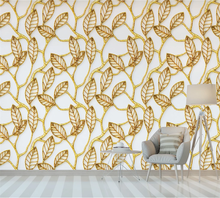 Personalizado 3d papel de parede mural nordic minimalista folhas douradas quarto fundo da 2024 - compre barato