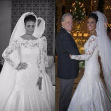 Robe De Mariage Mermaid Long Sleeve wedding dress Lace Bridal Dresses Sequin Woman Wedding gowns Elegant Vestidos De Novia 2024 - buy cheap